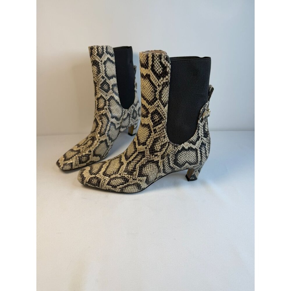 Sam Edelman Margo Booties Womens Size 7M Roccia Python Leather Kitten Heel Shoes